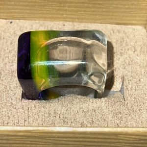 Yellow Purple Resin Plastic Ring